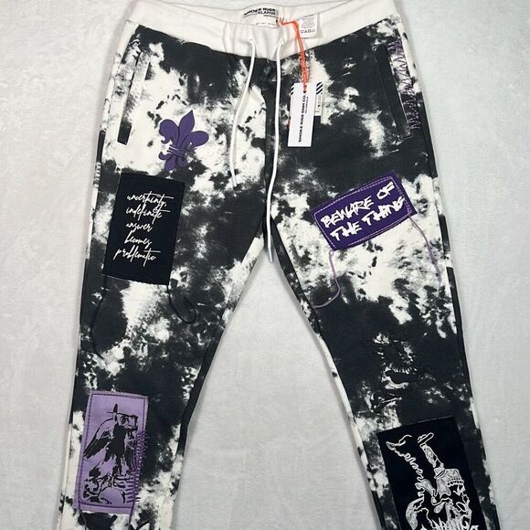 Smoke Rise Beware of the‎ thang stitched patch streetwear Joggers Men XL NWT - Picture 1 of 7
